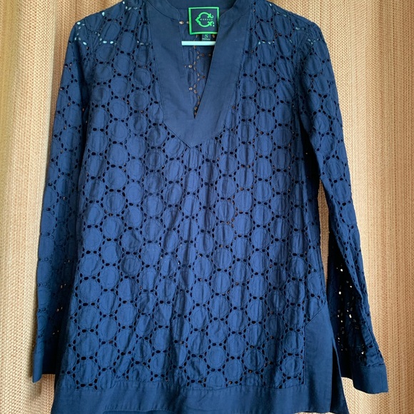 C. Wonder Navy Blue Eyelet Women's Top - Picture 1 of 7